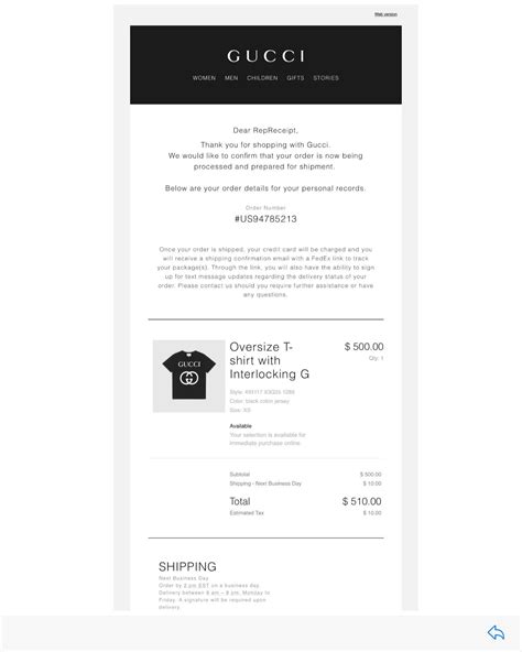 gucci order check|Gucci online receipt.